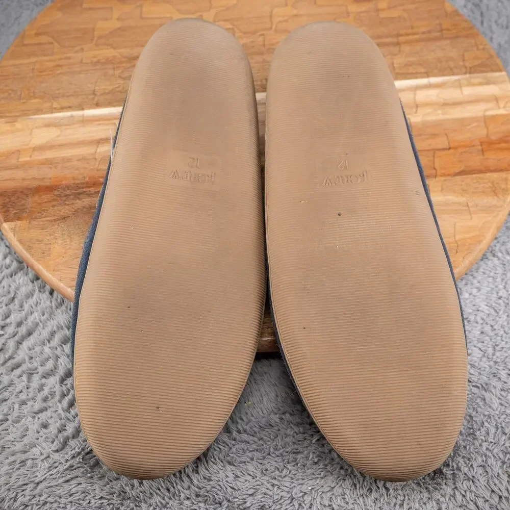 J.Crew Mens Moccasin Slippers‎ Size 12 Navy Blue Faux Fur Lined Comfort Shoes